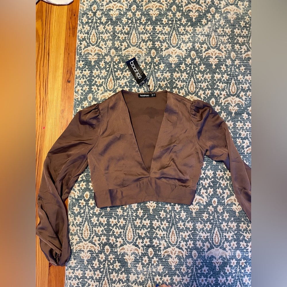 Brown boohoo blouse